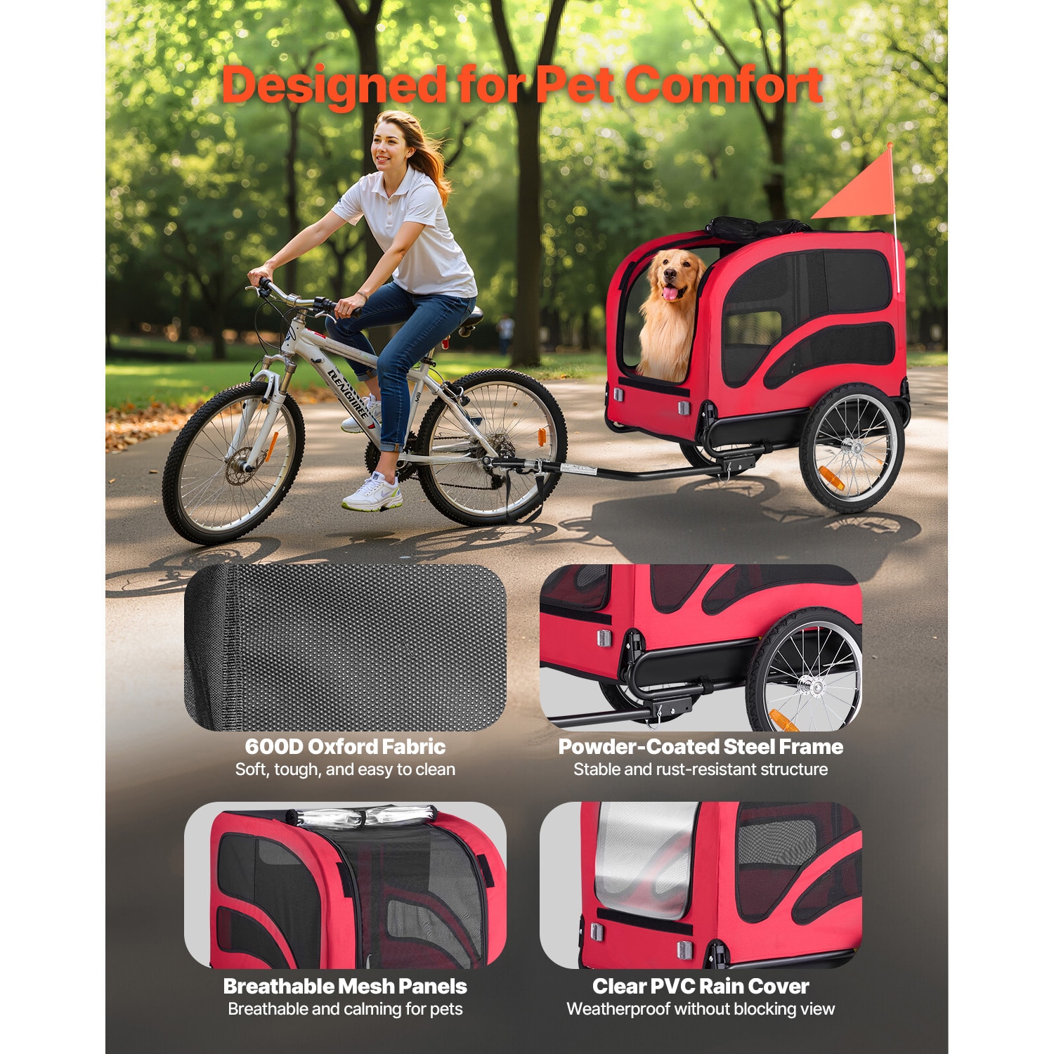Dog Bike Trailer For Pet Transportation With Quick Release Wheels_voghion.com